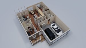 Townhouse bldg 02 - 3D plan 01